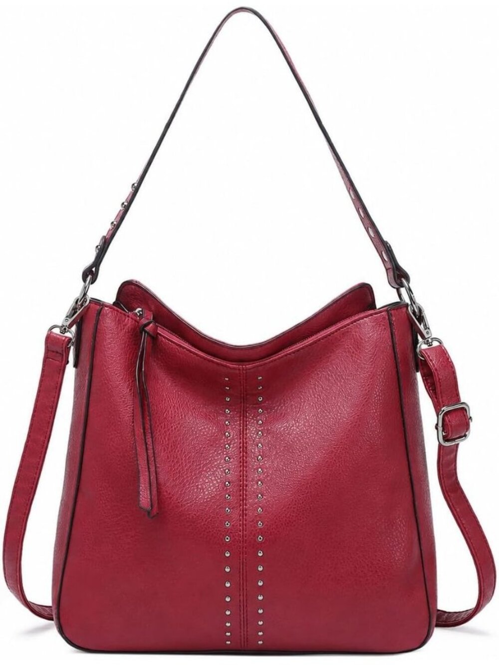 Women's Red Leather West Hobo Crossbody Leather Purse Ladies Chic Shoulder Bag